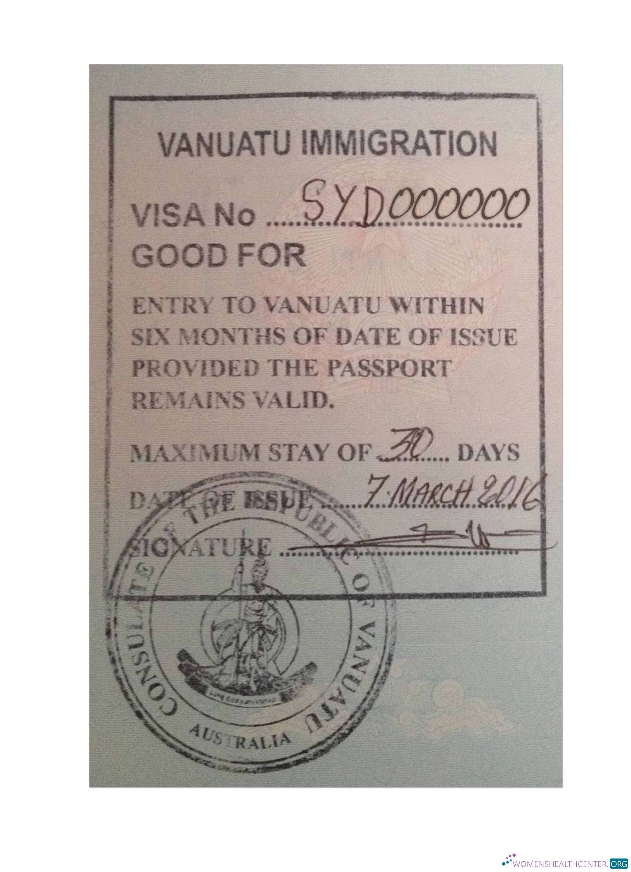 Download VANUATU stamp visa Photoshop template